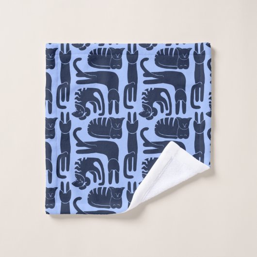 Katten blauw bad handdoek (Wasdoekje)