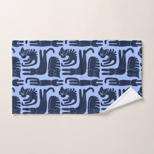 Katten blauw bad handdoek (Handdoek)