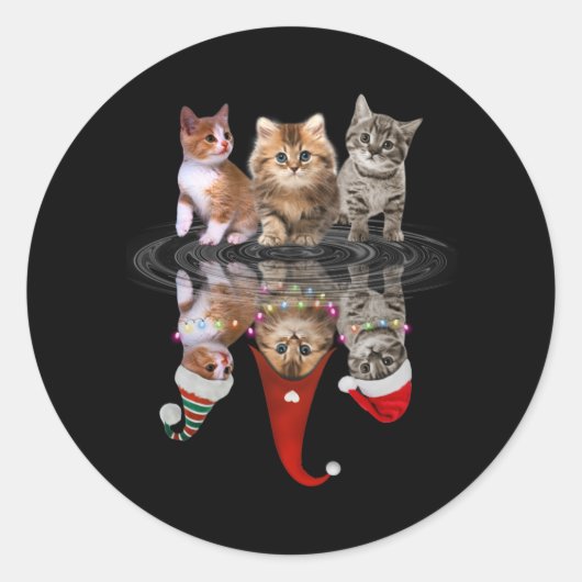 katten blij kerstmis grappig smerig smerig ronde sticker (Voorkant)