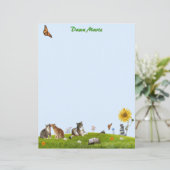 Katten-, Bloemen- en Vlinder Briefpapier (Staand voorkant)