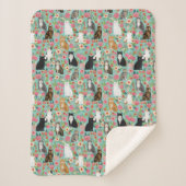 Katten  bloemenmunt sherpa deken (Voorkant)