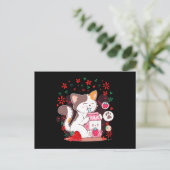 Katten Boba Shake Aardbeimelk Uitnodiging Briefkaart (Staand voorkant)