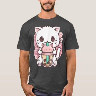 Katten Boba Thee Bubble Thee Anime Kawaii Neko Cad T-shirt