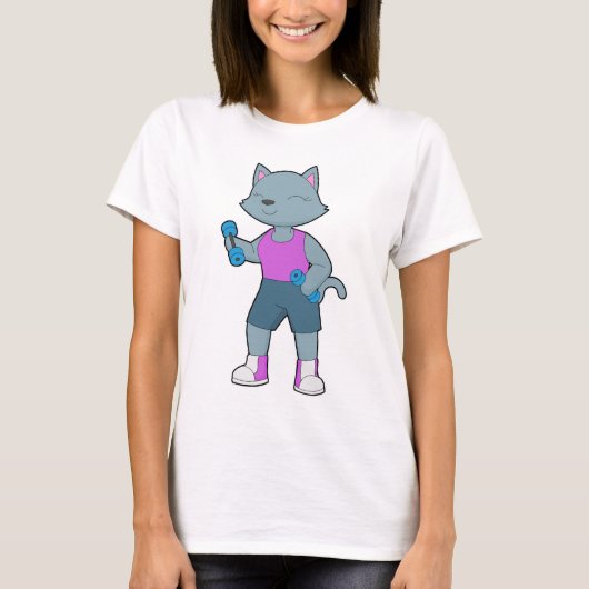 Katten Bodybuilder Hantels Lichaamstraining T-shirt (Voorkant)