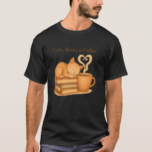 Katten Boeken en Koffie Hart Gezellige Kattenliefh T-shirt