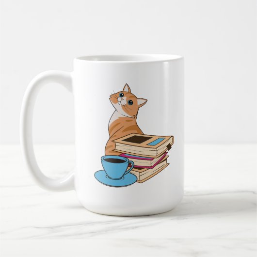 Katten, Boeken en Koffie Leuke Koffie Mok (Links)