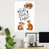 Katten Boeken En Koffie Poster (Thuiskantoor)