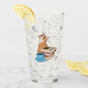 Katten, boeken en koffie Schattig Glas