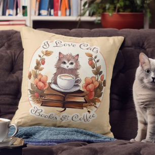 Katten, boeken en koffie Schattigee kitten Kussen