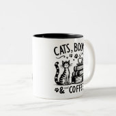 Katten, boeken en koffie tweekleurige koffiemok (Voorkant rechts)