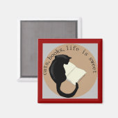 Katten, Boeken, het leven is lief v2 Magneet (Voorkant / Achterkant)