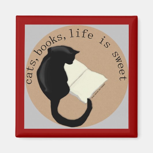 Katten, Boeken, het leven is lief v2 Magneet (Voorkant)