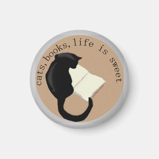 Katten, boeken, het leven is zoet magneet (Voorkant)