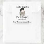 Katten, Boeken, Het leven is zoete Boekplaten Vierkante Sticker (Tas)