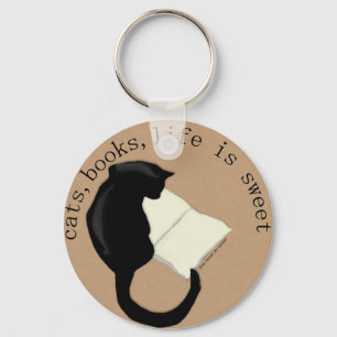 Katten, Boeken, het leven is zoete Sleutelhanger v