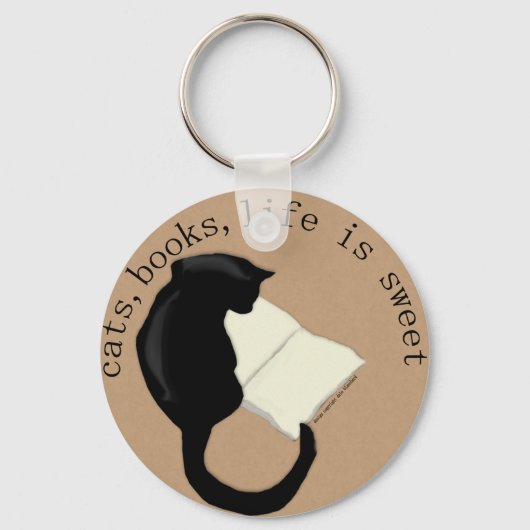 Katten, Boeken, het leven is zoete Sleutelhanger v (Voorkant)