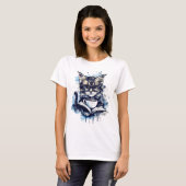 Katten Boeken Koffie Waterverf Abstract T-shirt (Voorkant volledig)