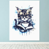 Katten Boeken Koffie Waterverf Boho Abstract Canvas Afdruk (Insitu (Houten vloer))