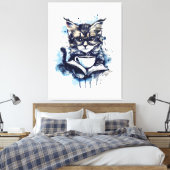 Katten Boeken Koffie Waterverf Boho Abstract Canvas Afdruk (Insitu (Slaapkamer))