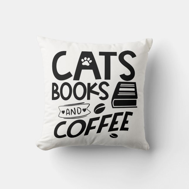 Katten boeken Koffieboekworm lezen Cute Cat Kussen (Voorkant)