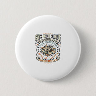 Katten Boven Mensen Kat Introvert Anti Sociaal Vin Ronde Button 5,7 Cm