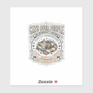 Katten Boven Mensen Kat Introvert Anti Sociaal Vin Sticker