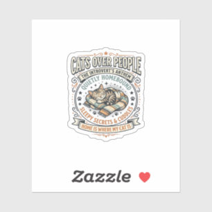 Katten Boven Mensen Kat Introvert Anti Sociaal Vin Sticker