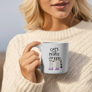 Katten Boven Mensen – Schaatsende Kat Tweekleurige Koffiemok