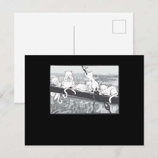 Katten bovenop een Skyscraper Lunch Parody Cats Ki Briefkaart (Voorkant / Achterkant)