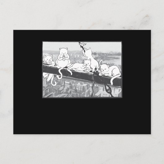 Katten bovenop een Skyscraper Lunch Parody Cats Ki Briefkaart (Voorkant)