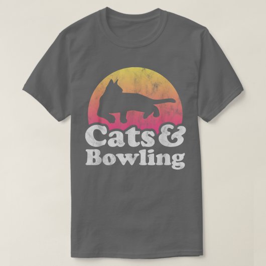 Katten, BowlingMannen en -kat en -Bowling T-shirt (Design voorkant)