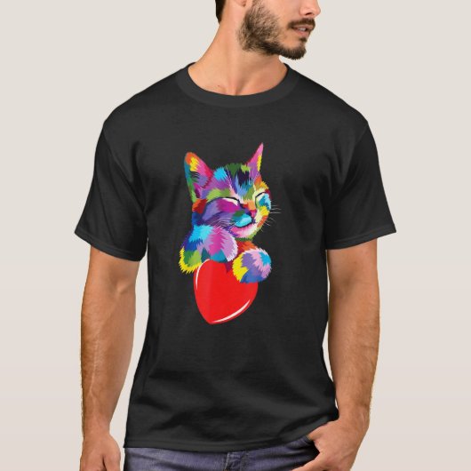 Katten brace Colorful Hearts T-shirt (Voorkant)