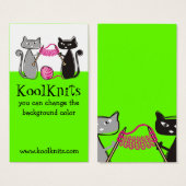 Katten breien naalden garen cadeau label visitekaa visitekaartje (Voorkant /achterkant)