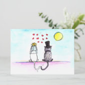 Katten bruiloft bruid en bruidegom bruiloft uitnod kaart (Staand voorkant)