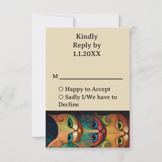 Katten bruiloft RSVP kaartje (Achterkant)