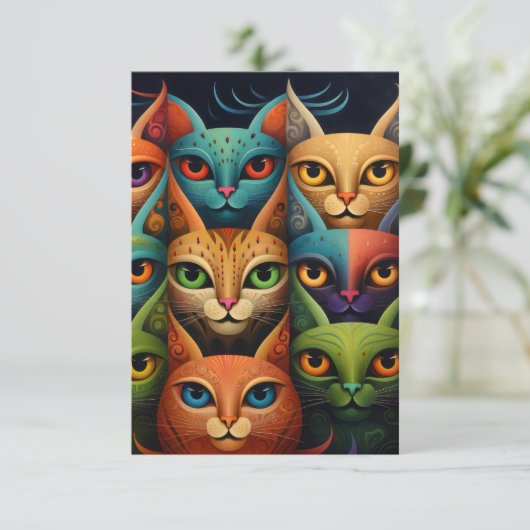 Katten bruiloft RSVP kaartje (Staand voorkant)