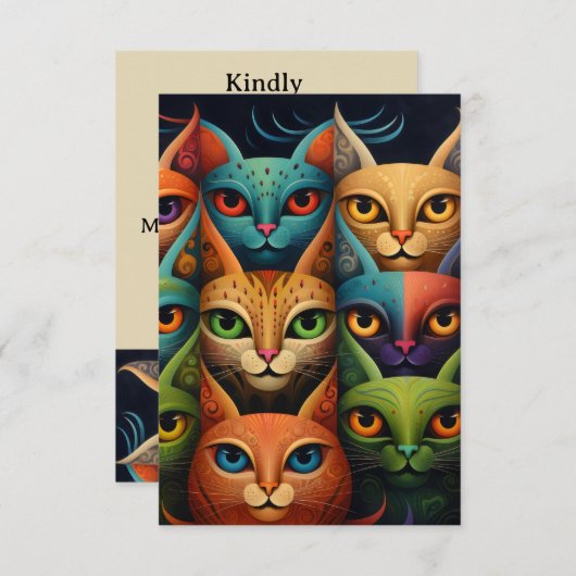 Katten bruiloft RSVP kaartje (Voorkant / Achterkant)