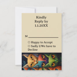 Katten bruiloft RSVP kaartje