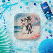 Katten Bruiloft Strand Bruiloft Thema Papieren Bordje (Feest)