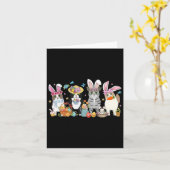 Katten Bunny Ears Paasdag Kaart (Gele Bloem)