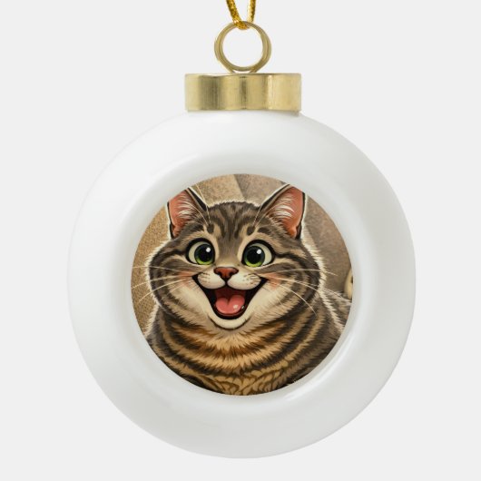 Katten Caricatuur Keramische Bal Ornament (Voorkant)
