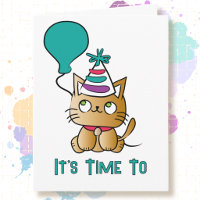 Katten Cartoon Knuffel Tijd om te Feesten Verjaard