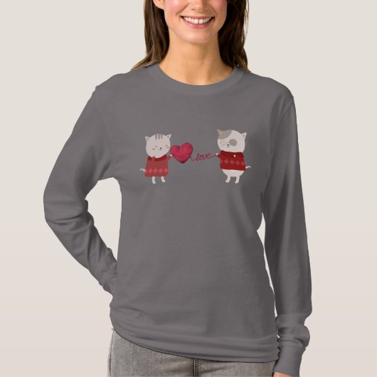 Katten Cartoon Koppel  T-shirt (Voorkant)