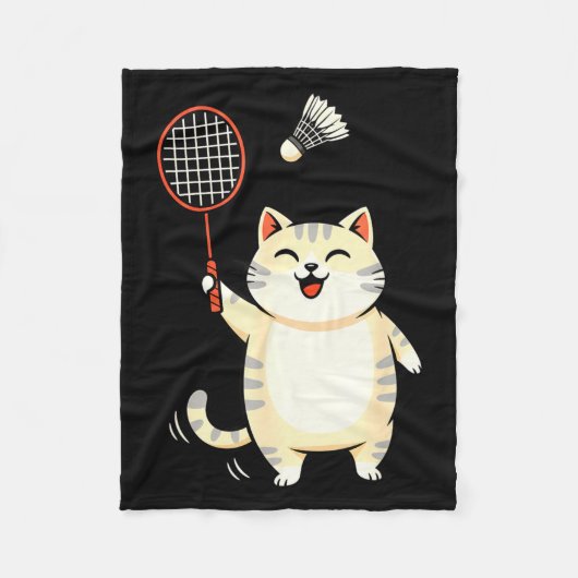 Katten Cartoon Kunst Badminton, Grappig Kat Design Fleece Deken (Voorkant)