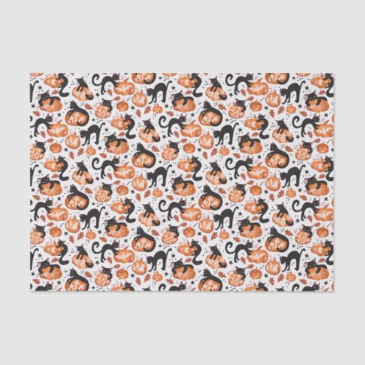 Katten Carving Halloween Jack-o'-lantern Pompoenen Tissuepapier (Voorkant)