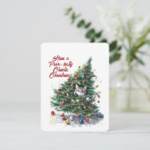 Katten Chaos Kerstboom Ontwerp Aquarel Feestdagenkaart (Staand voorkant)