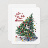 Katten Chaos Kerstboom Ontwerp Aquarel Feestdagenkaart (Voorkant / Achterkant)