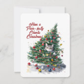 Katten Chaos Kerstboom Ontwerp Aquarel Feestdagenkaart (Voorkant)