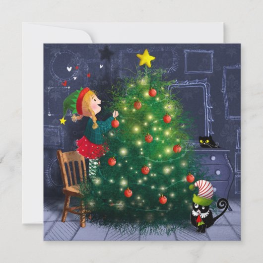 Katten Chaos Kerstmis Bedankkaart (Voorkant)