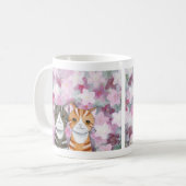 Katten Cherry Blossom Mok Cute Tabby Cats Flowers (Voorkant links)